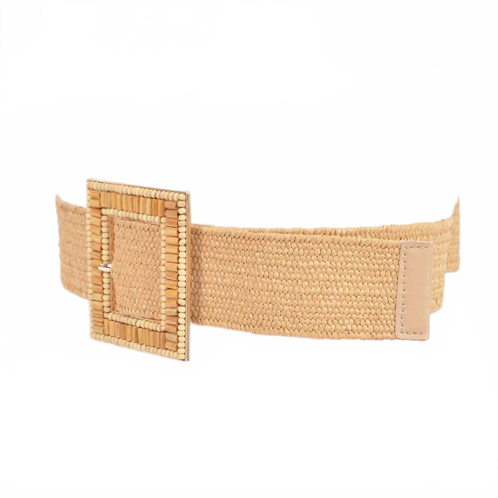 NEW 3AM BY H&D ACCESSORIES women's handmade buckle elastic belt in khaki